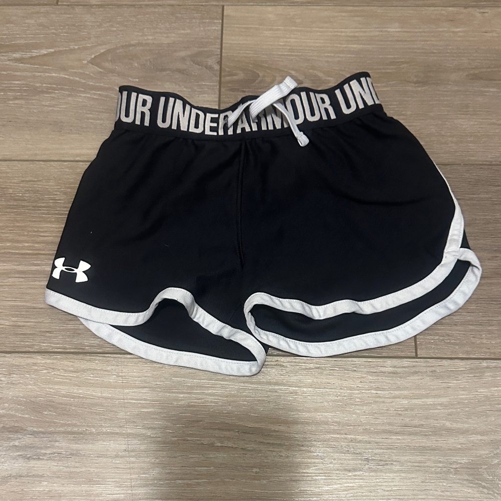 Under Armour Women's Black and White Athletic Shorts